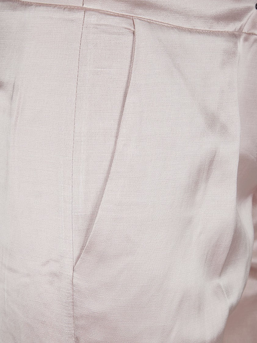 The Andamane Structured Satin Trousers With Tailored Fit And Pressed Creases
