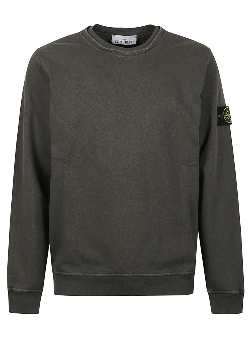 Stone Island Grey Logo Patch Cotton Sweatshirt
