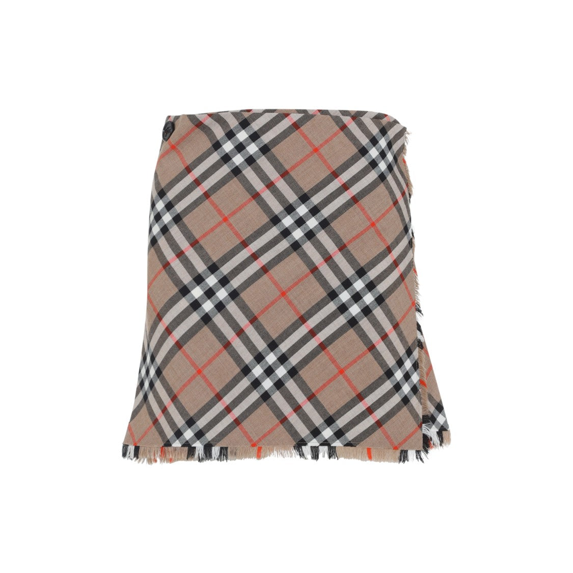 Burberry Plaid Skirt With Frayed Hem