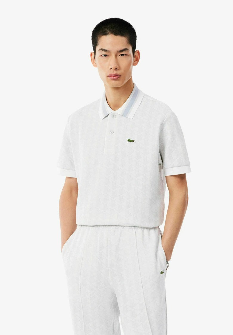 Lacoste Short-Sleeved Geometric Contrast-Collar Polo Shirt