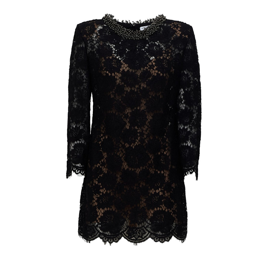 Self-Portrait Black Lace Contrast Slip Mini Dress