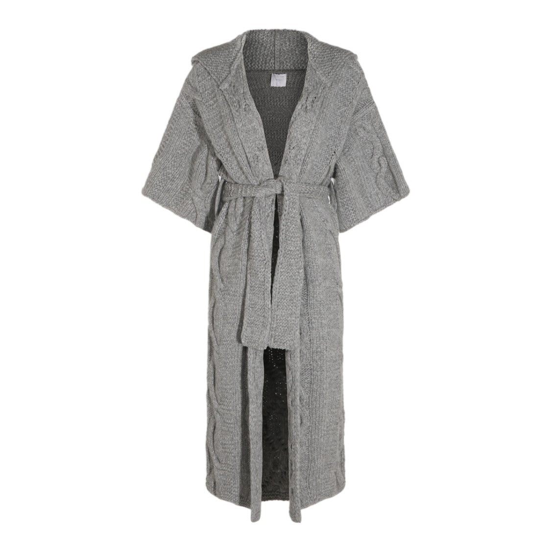 Malo Cable Knit Shawl Collar Long Sweater