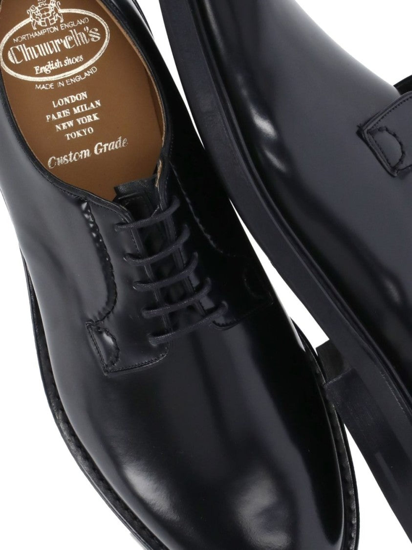 Church's Flat Lace-Up Shoes In Polished Black Calfskin