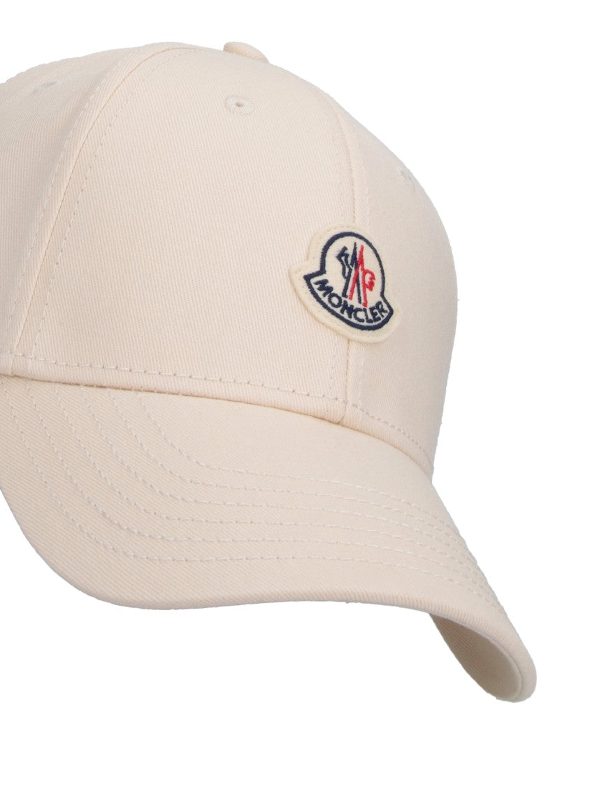 Moncler Cream Cotton Baseball Cap Multicolor Logo