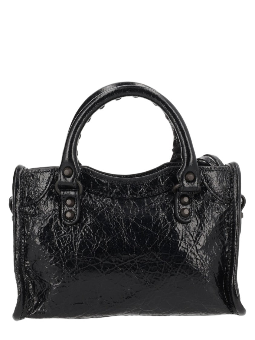 Balenciaga Compact Handbag In Textured Lambskin With Metal Accents