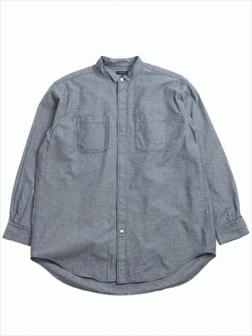 Engineered Garments Relaxed Fit Long-Sleeve Shirt With Band Collar And Concealed Placket