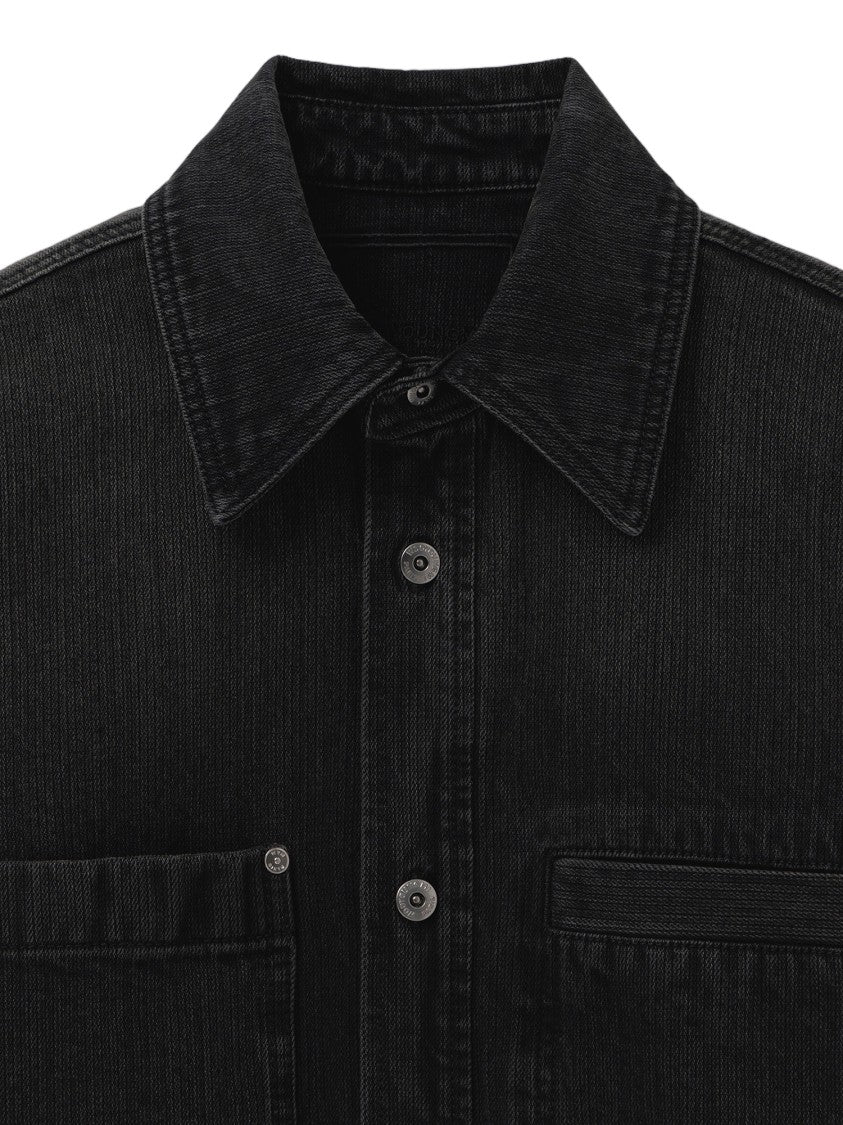 Wooyoungmi Textured Cotton Shirt With Logo Details And Dual Patch Pockets