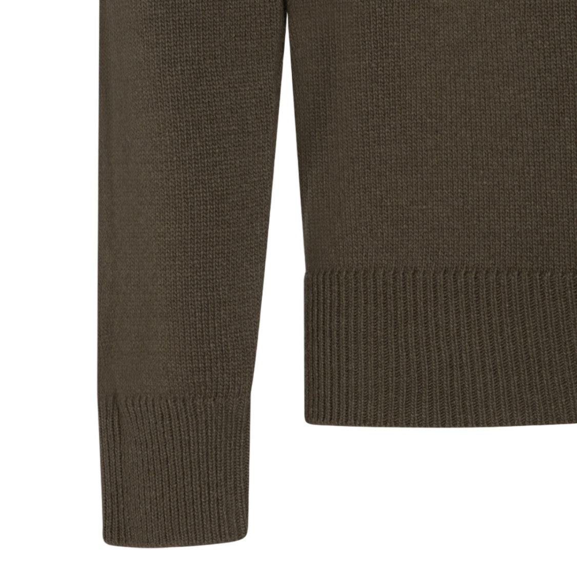 Stone Island Crew Neck Olive Knit Sweater With Compass Patch
