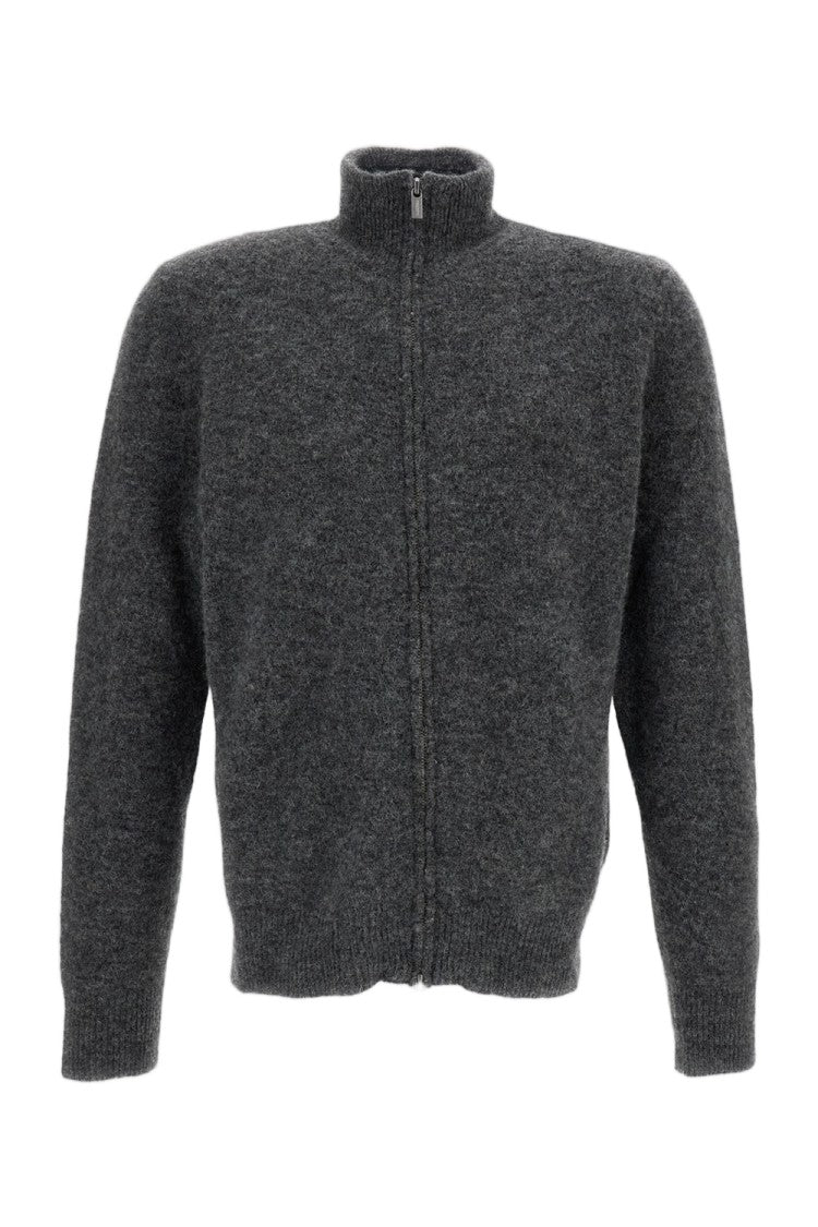 Barena Grey Nembo Wool-Blend Zip-Through Knit