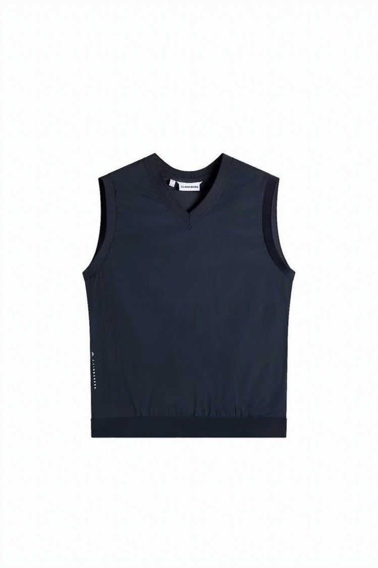 J Lindeberg Fitted V-Neck Sleeveless Sweater With Subtle Branding