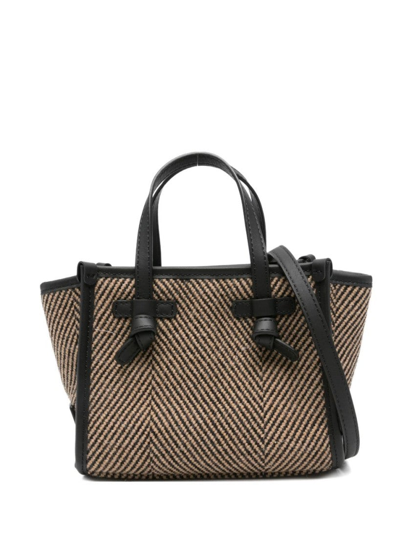 Gianni Chiarini Textured Herringbone Tote Bag With Leather Accents