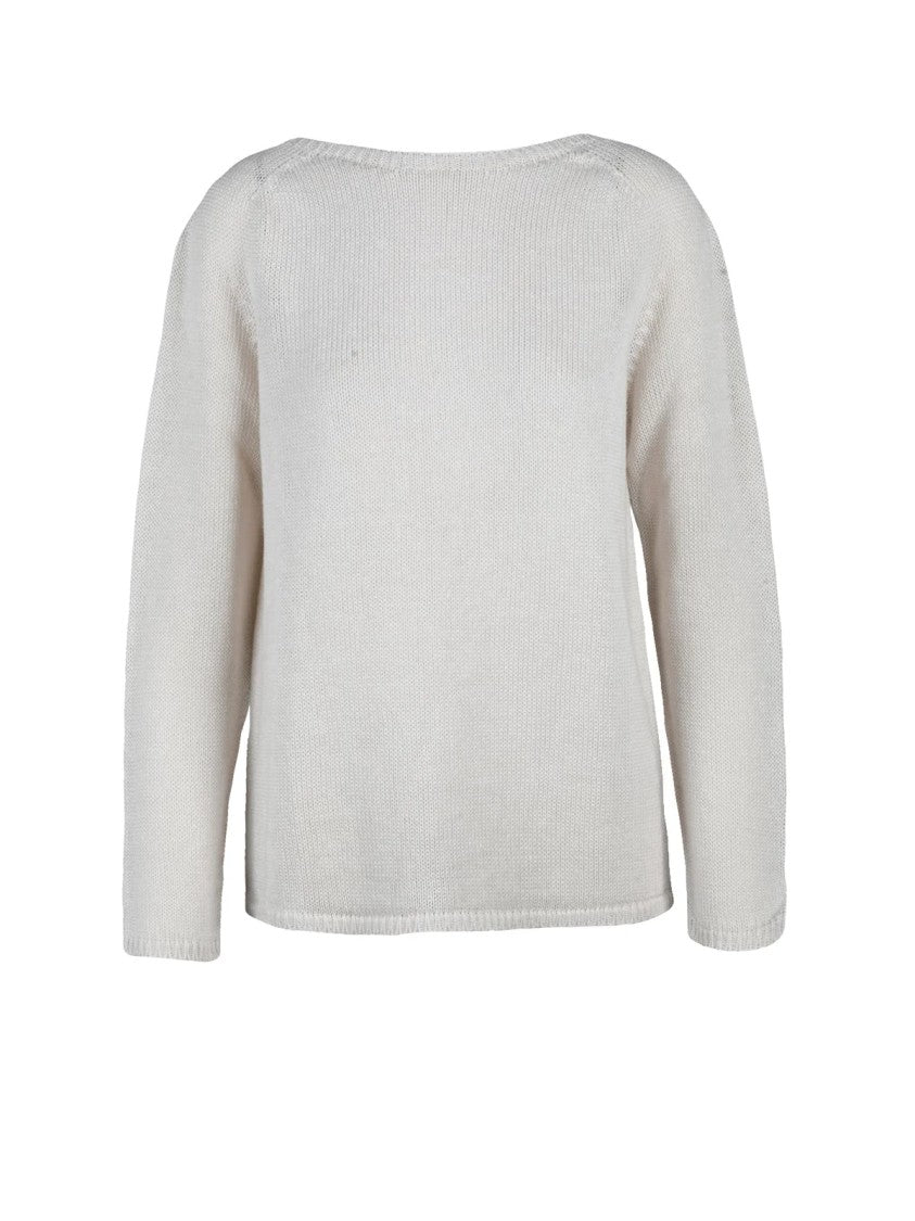 Max Mara Beige Boat-Neck Raglan Sleeve Linen Top