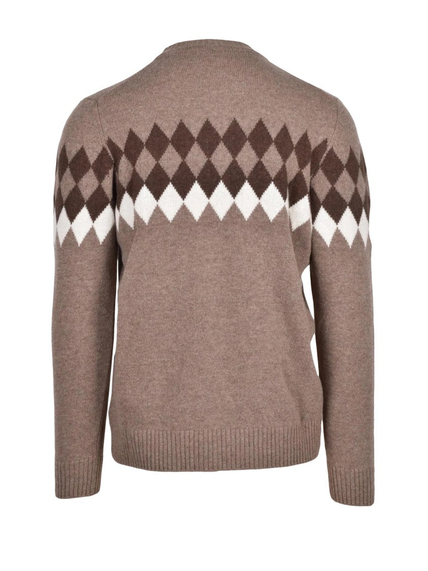 Cashmere Company P. Argyle Pattern Cashmere Blend Crew Neck Sweater