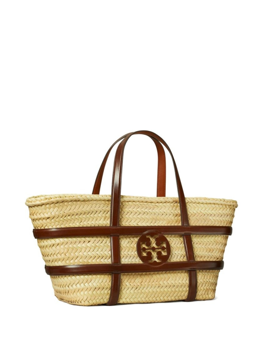 Tory Burch Woven Raffia Tote Bag With Leather Frame