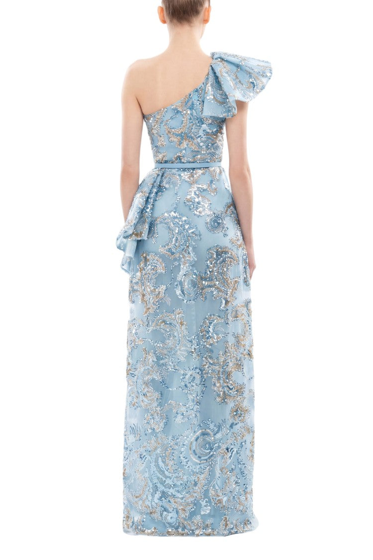 Saiid Kobeisy Ruffle Embroidered Long Dress