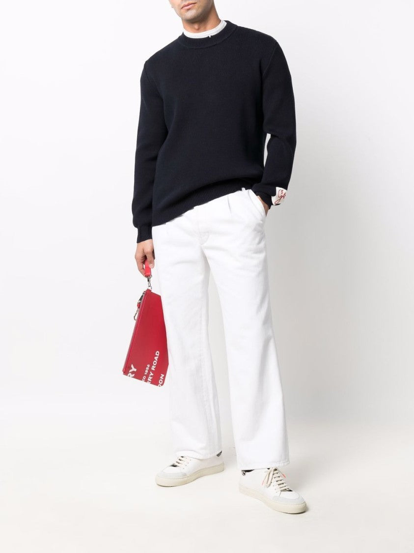 Golden Goose Ribbed Stretch-Cotton Sweater With Crew Neck Design