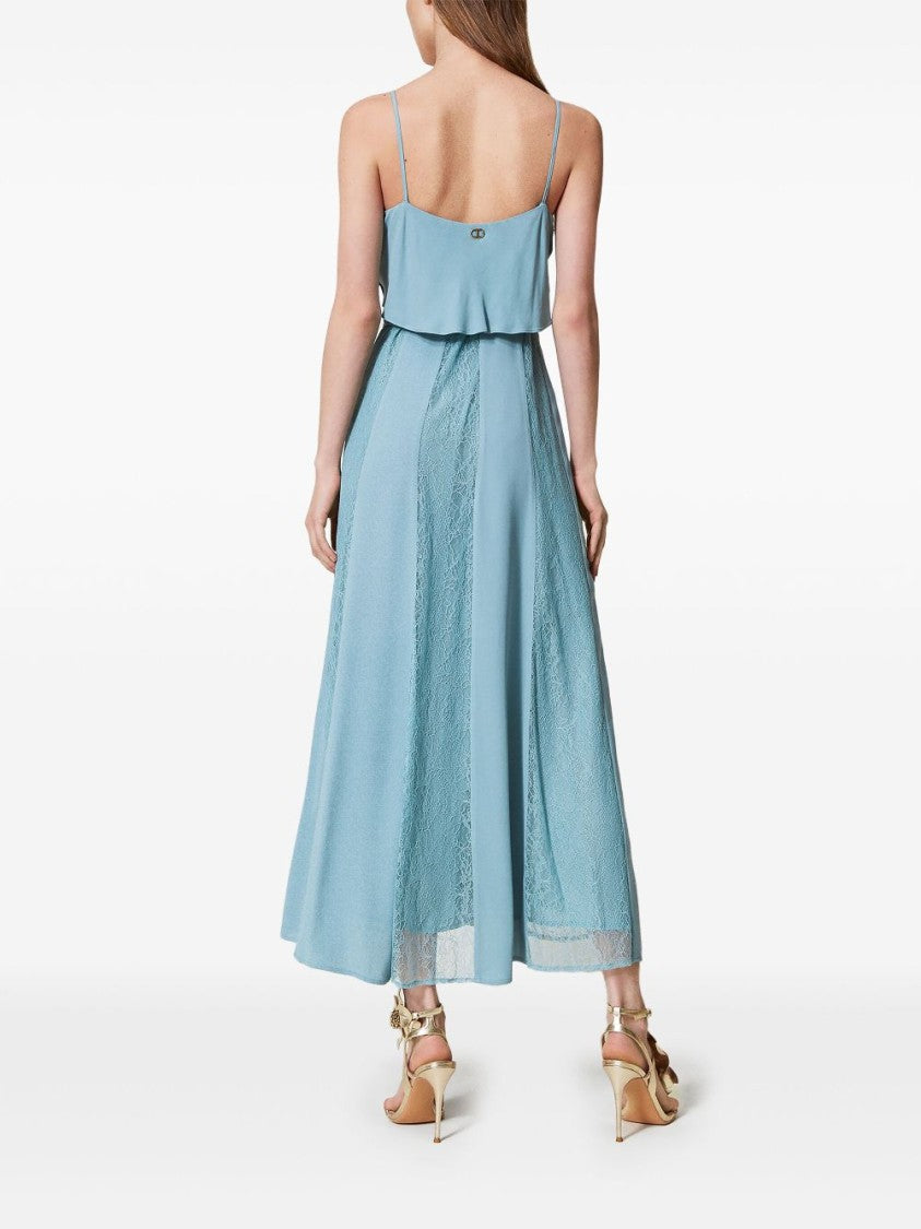 Twin-Set Blue Maxi Dress With Spaghetti Straps