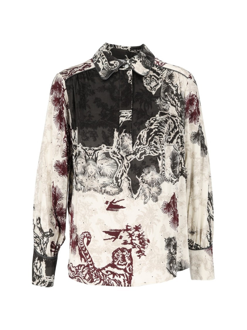 Shirt A Porter Tiger Print Long-Sleeve Polo Shirt