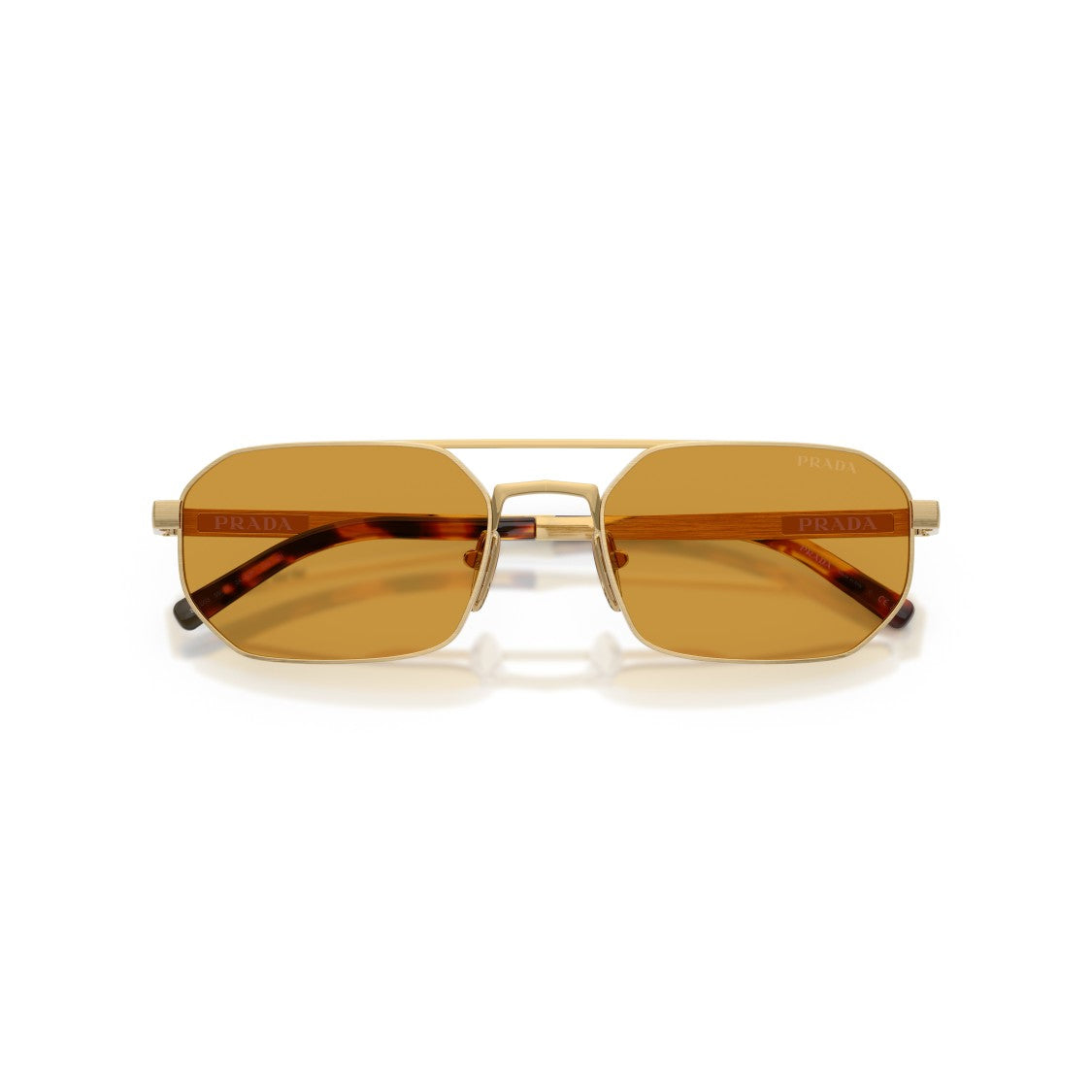 Prada Rectangular Gold Metal Sunglasses