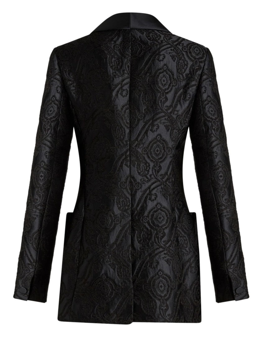 Etro Black Jacquard Paisley Shawl Lapel Blazer