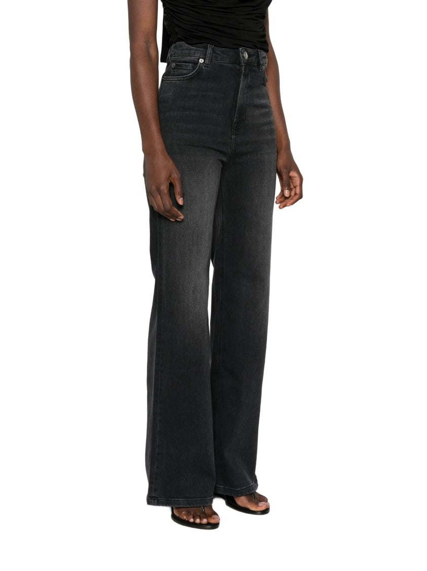 Twin-Set High-Waisted Wide Leg Pants With Classic Five-Pocket Styling