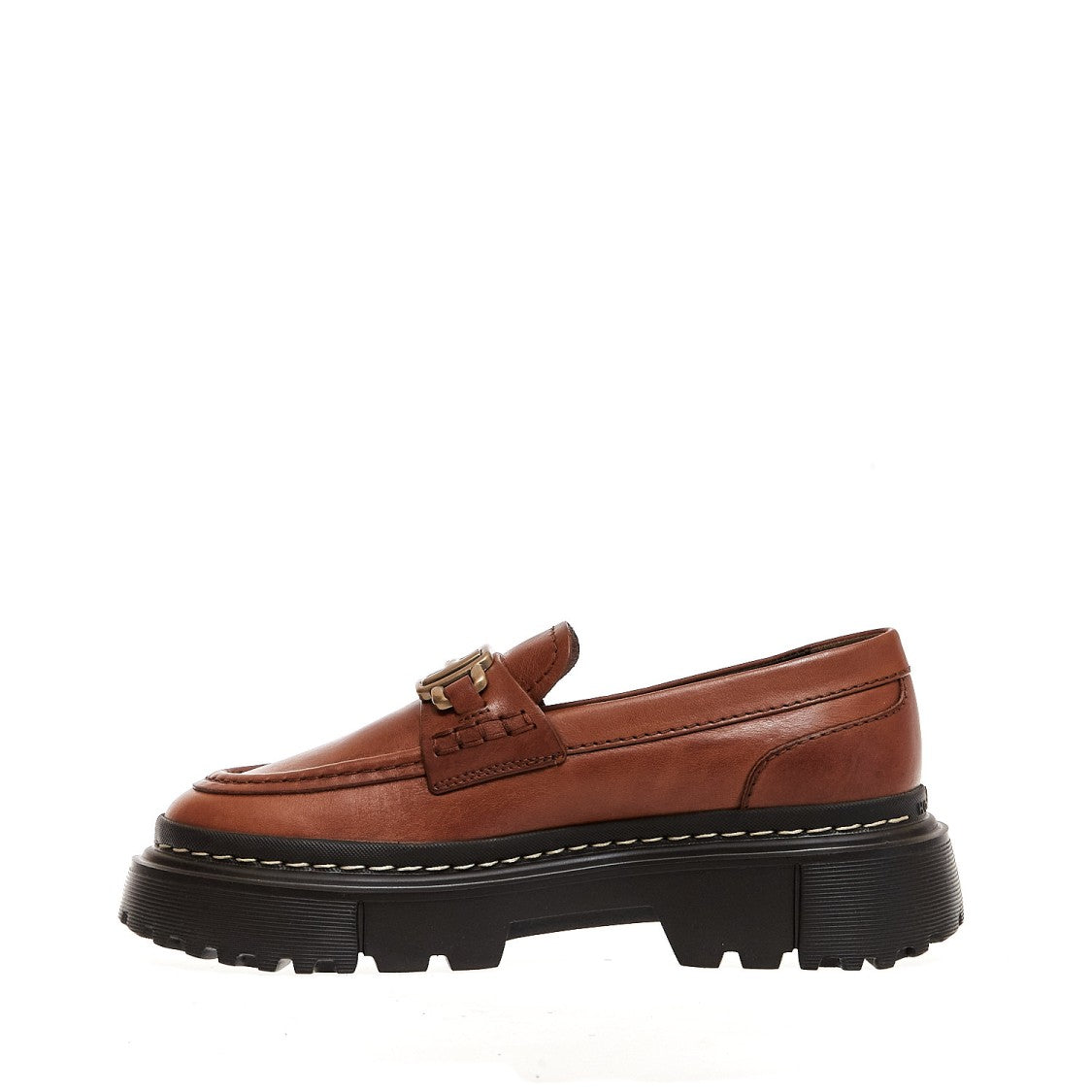 Hogan Brown Leather Tank Loafers