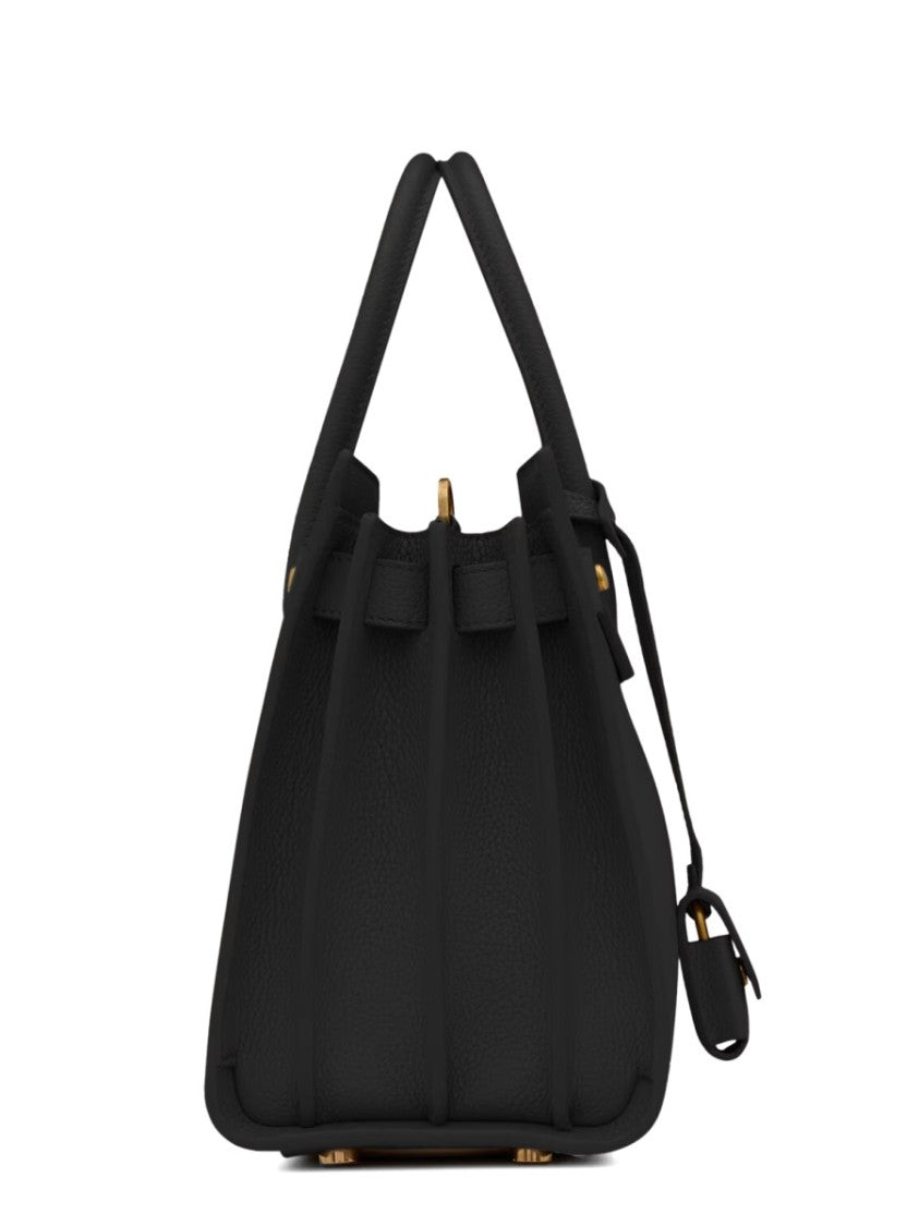 Saint Laurent Pebbled Leather Handbag With Dual Handles