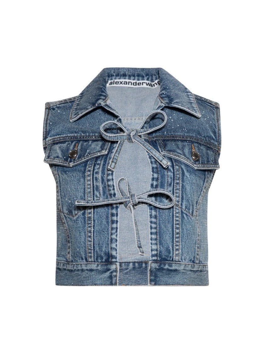 Alexander Wang Tied Front Vest Vintage Light Indigo