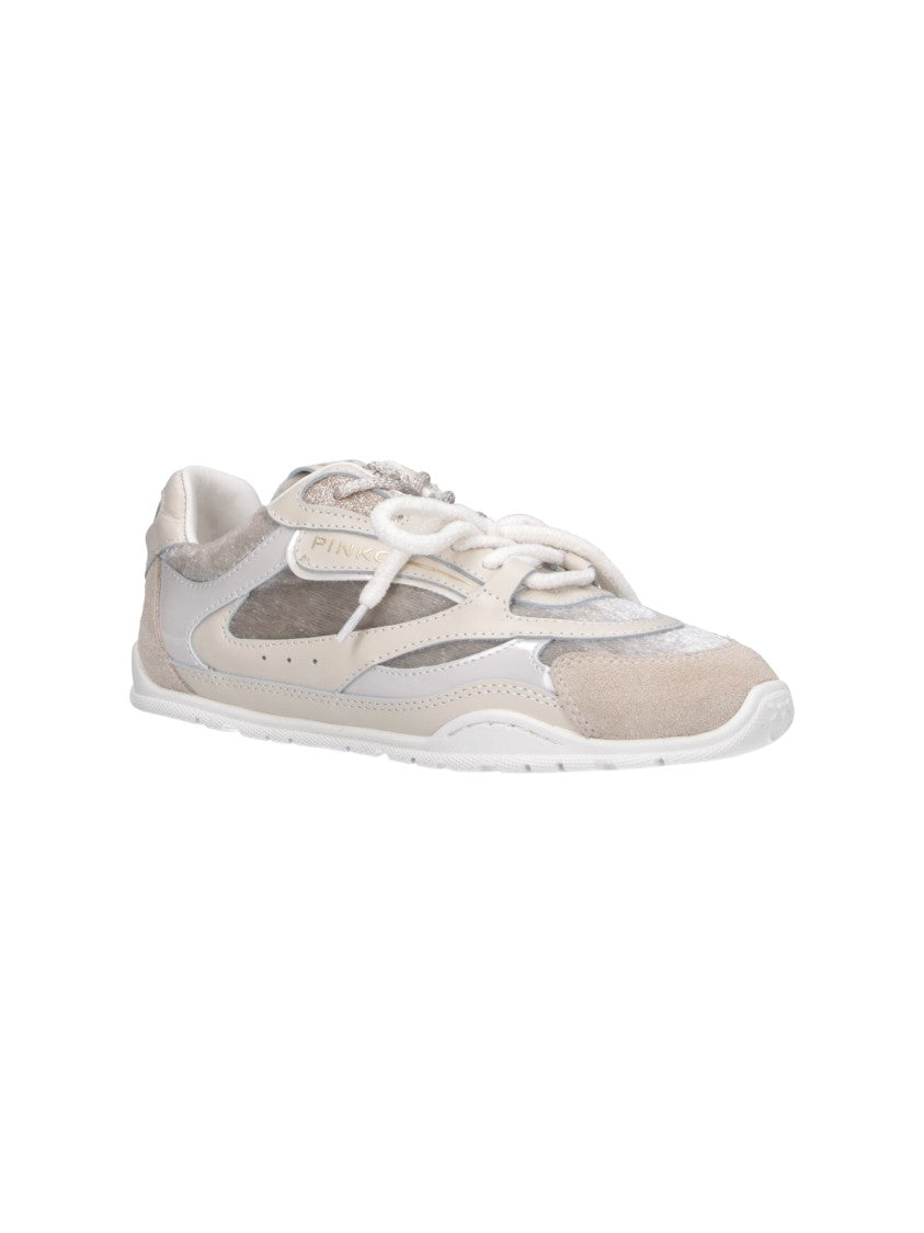 Pinko Gray Yulia 01 Leather Sneakers