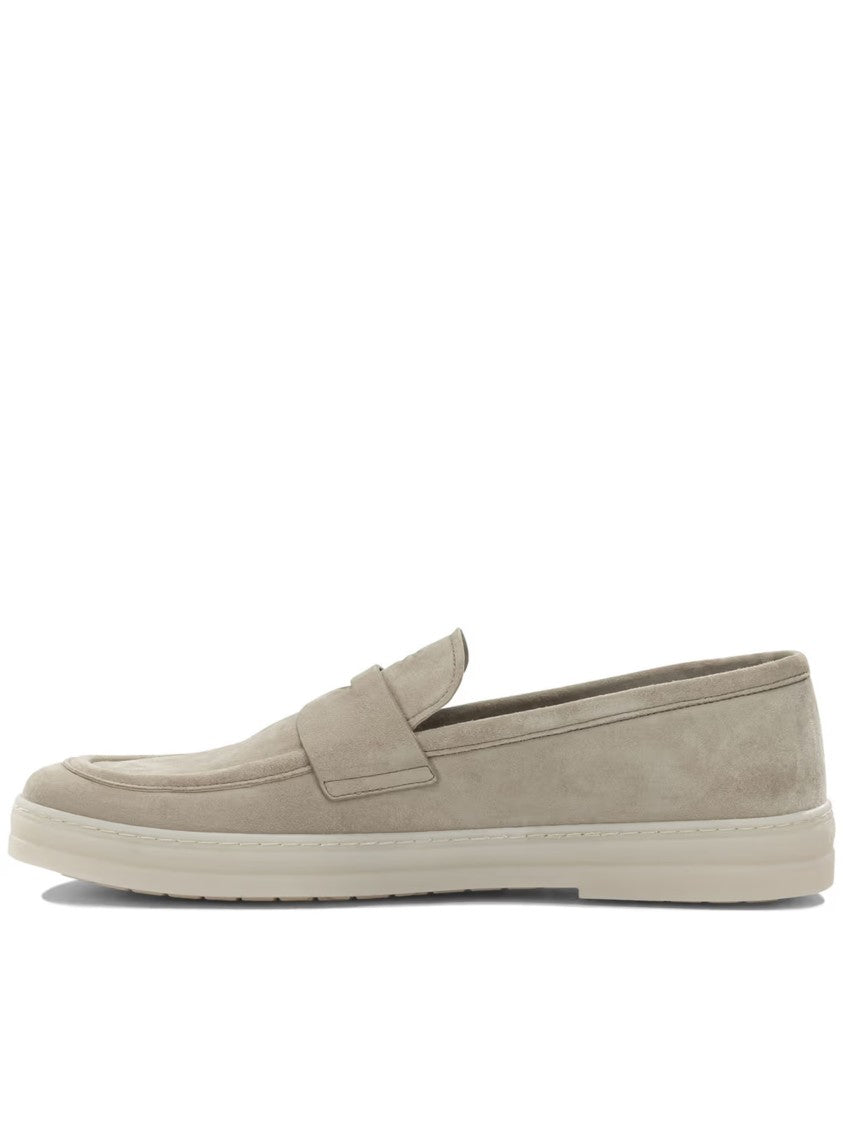 Prada Neutral Mocassini Minimalist Suede Loafers