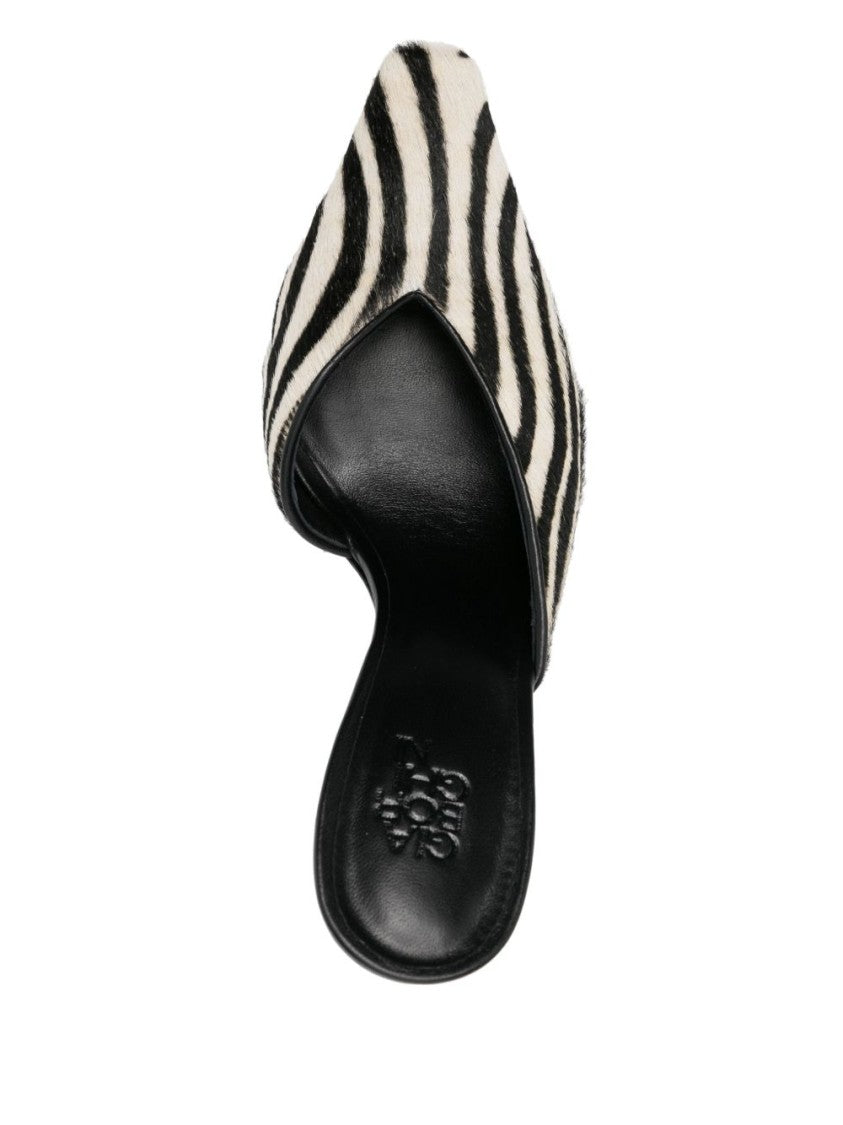 Gia Borghini X Helsa Bold Black And White Zebra Print Mule