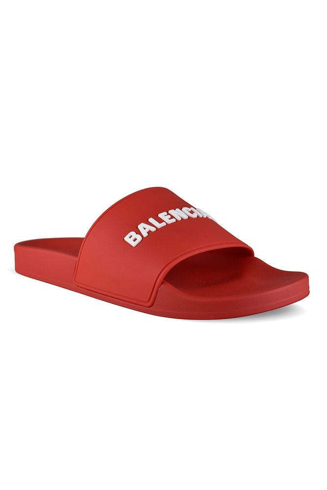 Balenciaga Red Rubber Pool Slippers