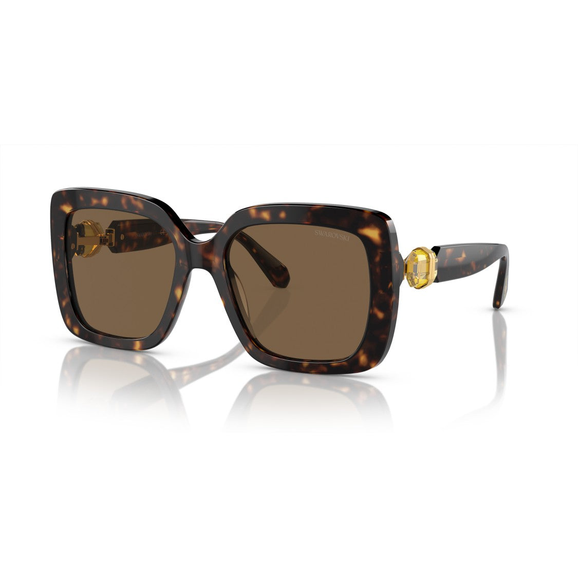 Swarovski 0Sk6001 Oversized Tortoiseshell Acetate Square Sunglasses With Gold Accents