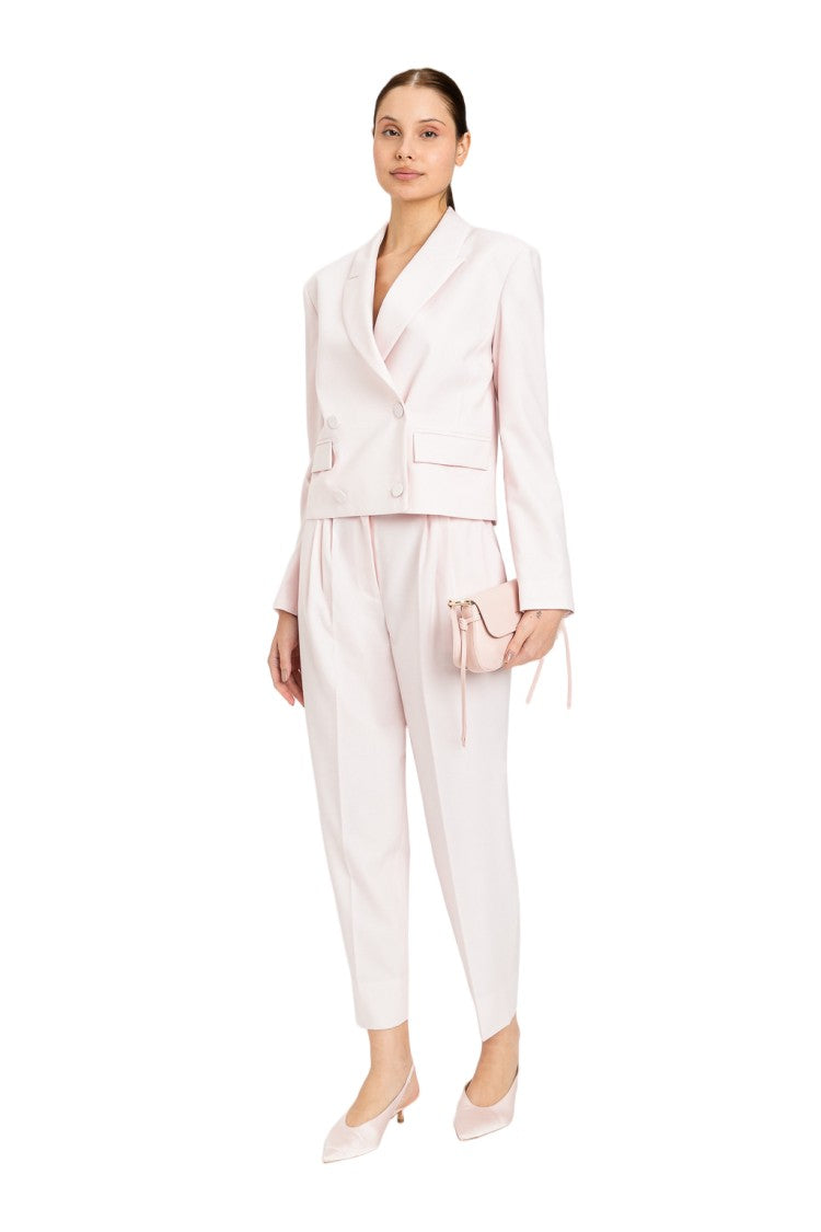 Twin-Set Lightweight Wool-Blend Front-Pleat Cropped Pants