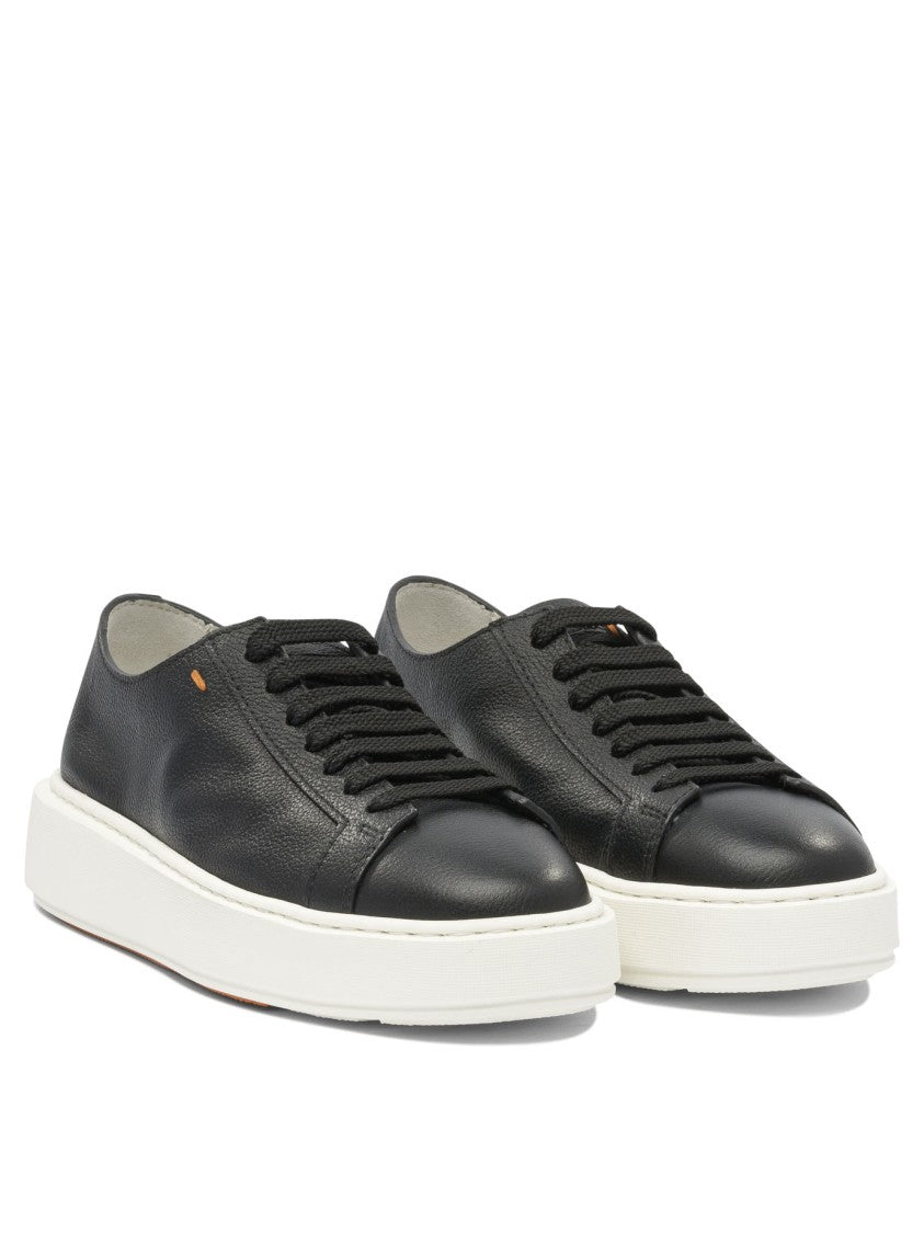 Santoni Leather Sneakers With Low-Cut Silhouette