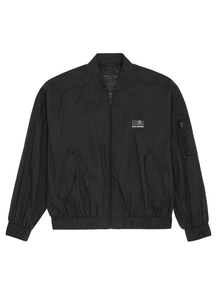Mm6 By Maison Margiela X Salomon Lightweight Black Nylon Jacket With Design