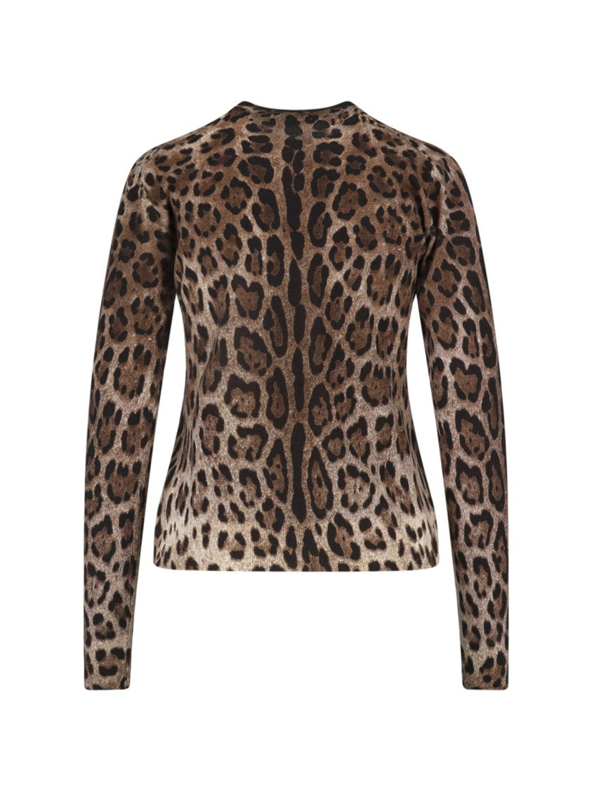 Dolce & Gabbana Animal Print Cardigan With Contrast Neckline