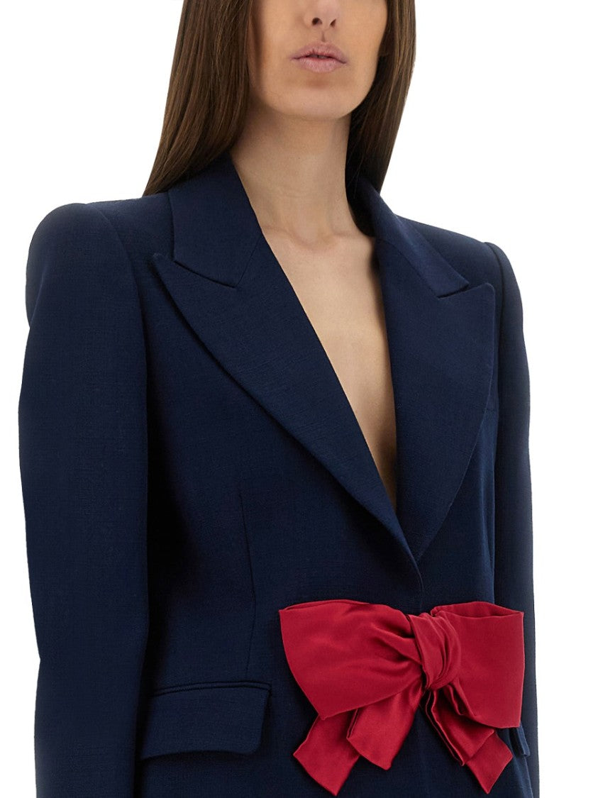 Valentino Viscose Jacket With Structured Bow Detail