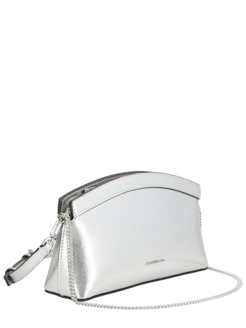 Michael Michael Kors Small Curved Clutch With Metallic Silver Finish