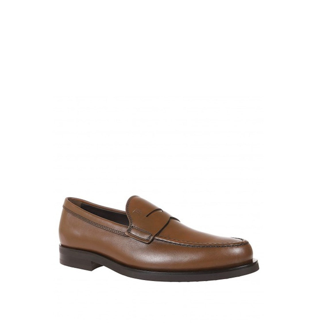 Tod's Brown Calf Leather Loafers With Embossed Monogram
