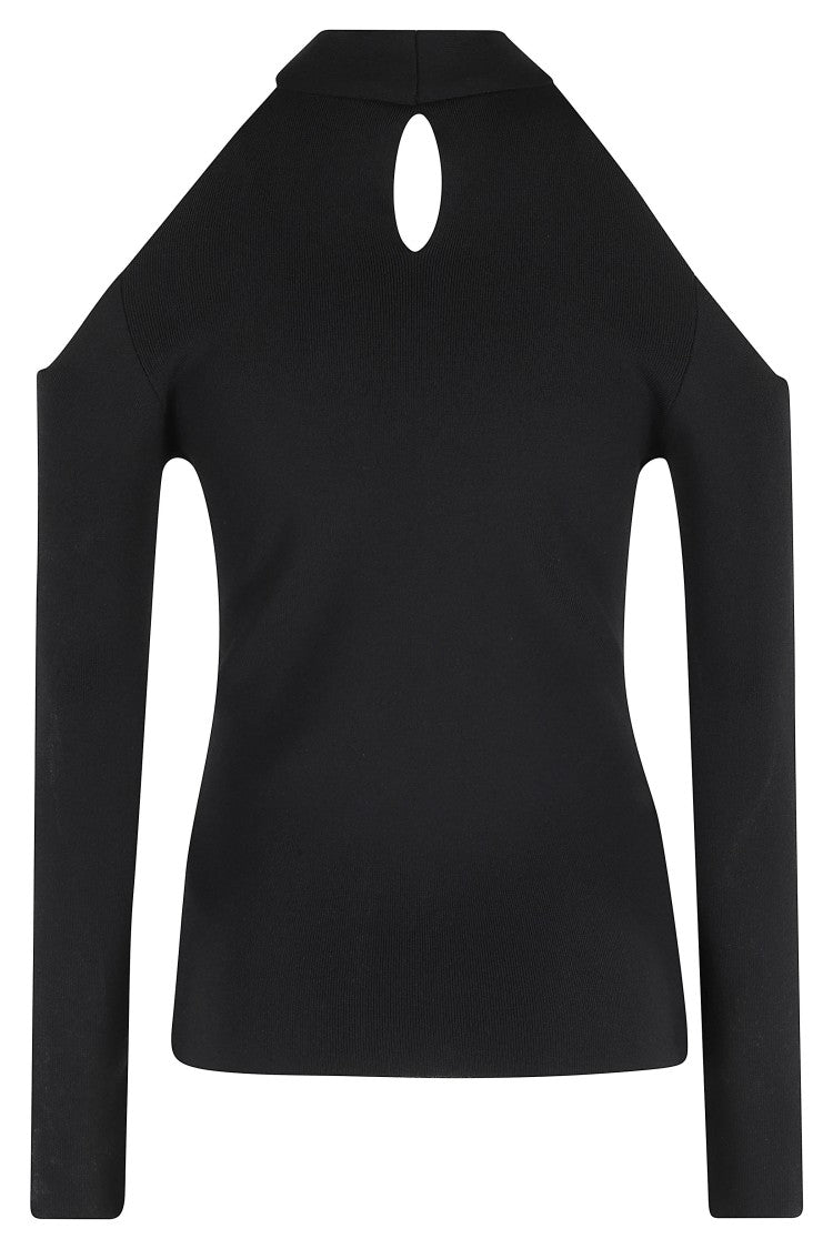 Federica Tosi Black Crisscross Neckline Jersey Viscose Top