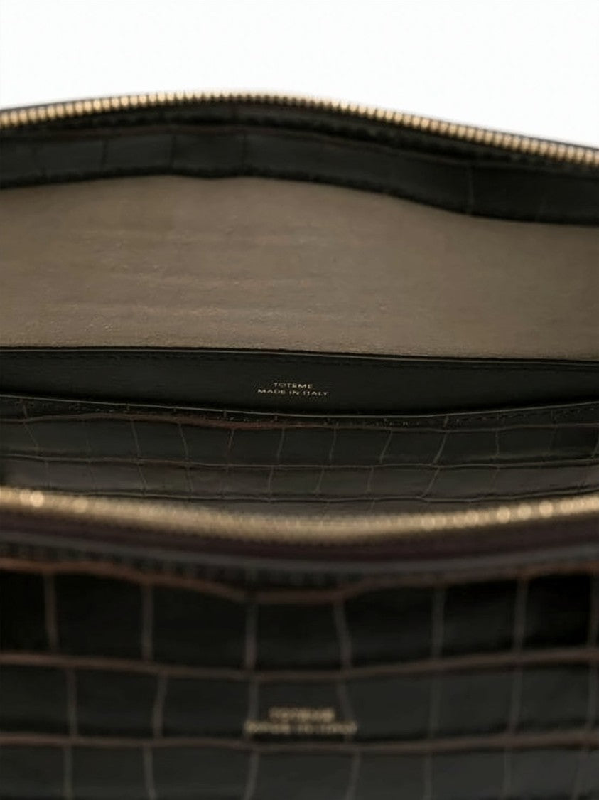 Totême Crocodile-Embossed Cowhide Tote Bag With Gold Accents