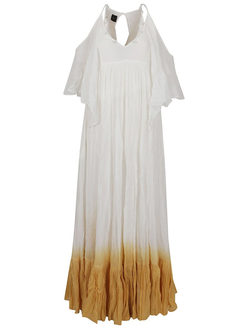 Pinko Halter Neck Maxi Dress With Flutter Sleeves