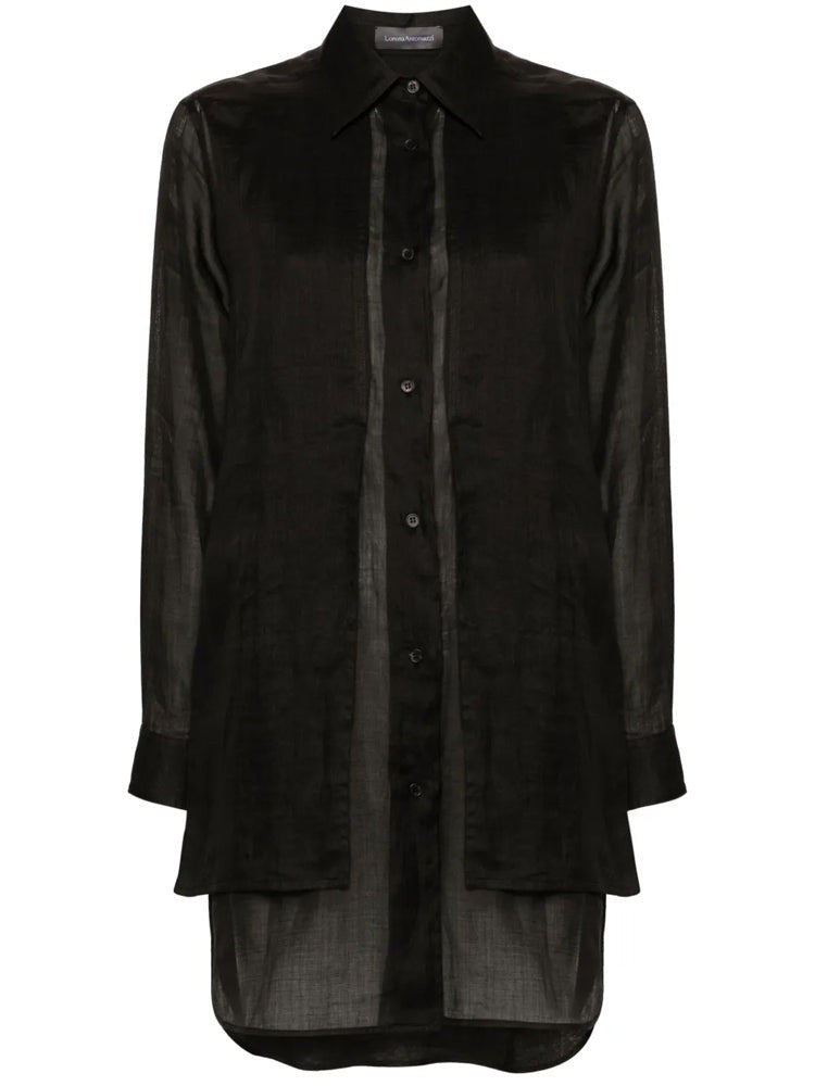 Lorena Antoniazzi Black Sheer Long-Sleeve Shirt