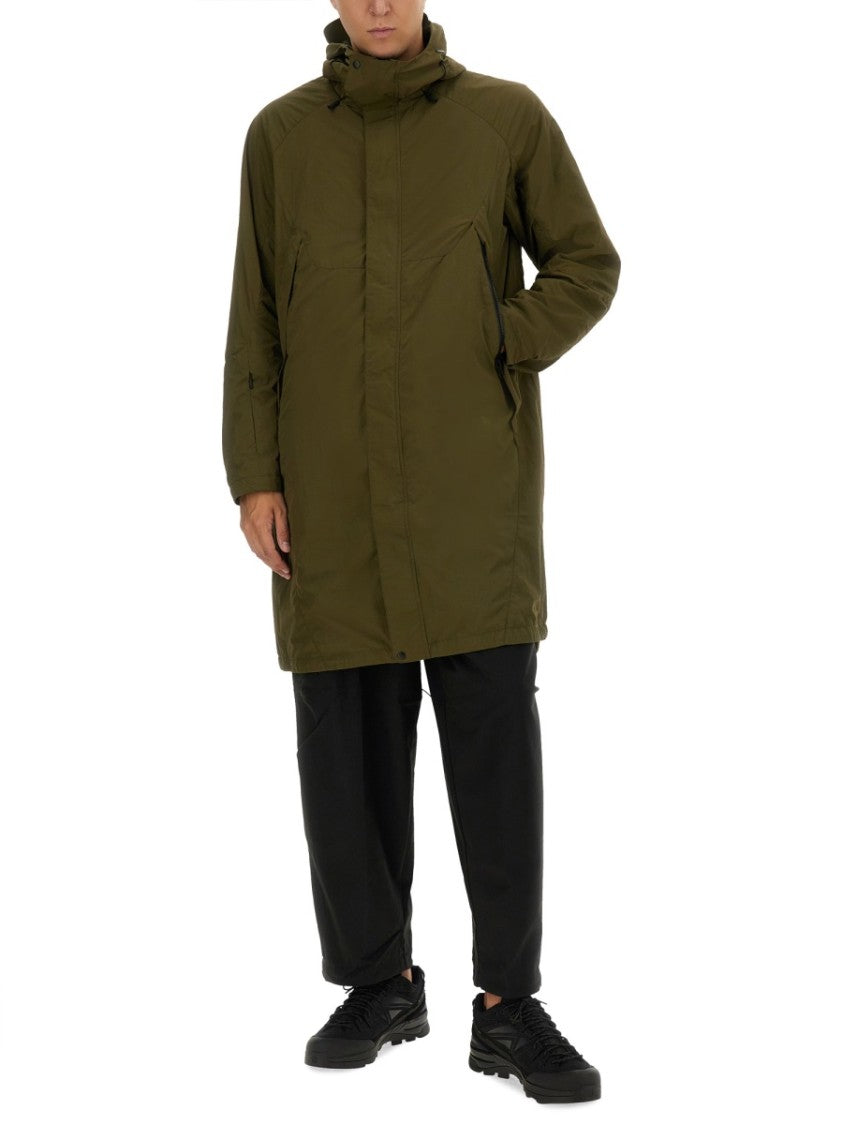 Jg1 Long Green Nylon Parka With Design