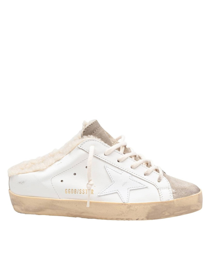 Golden Goose Sneakers Super Star Leather Sabot White And Taupe