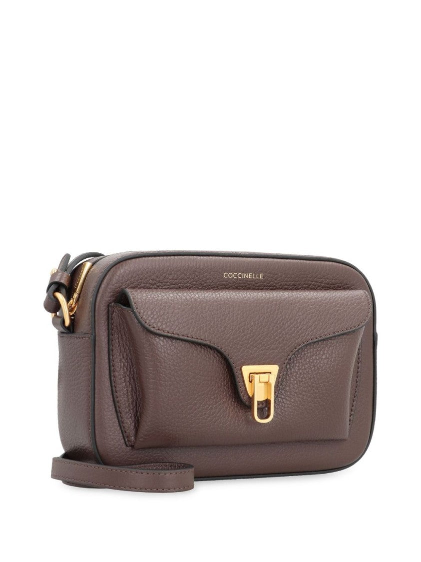 Coccinelle Textured Calfskin Shoulder Bag With Gold-Tone Clasp