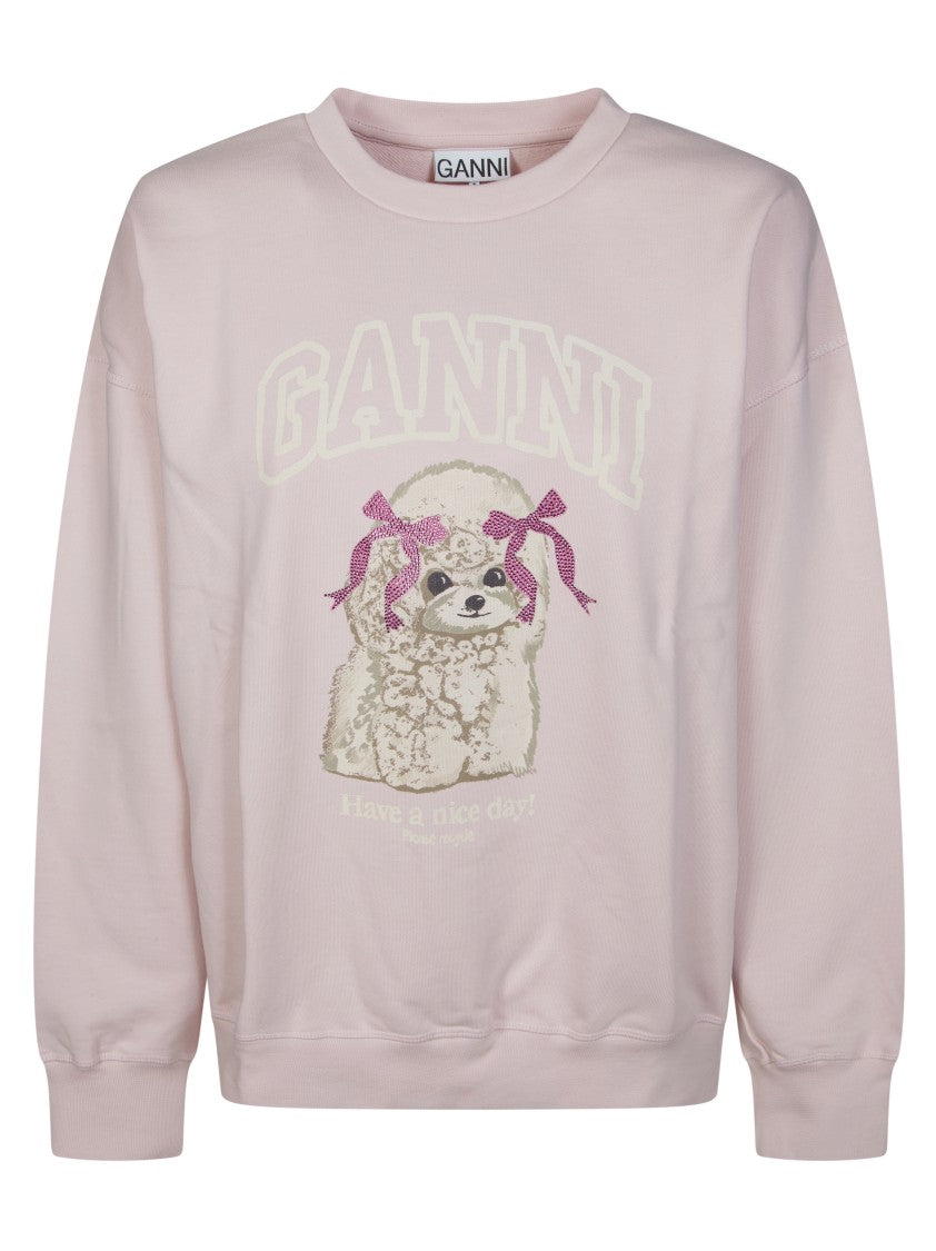 Ganni Pastel Pink Fluffy Dog Sweatshirt