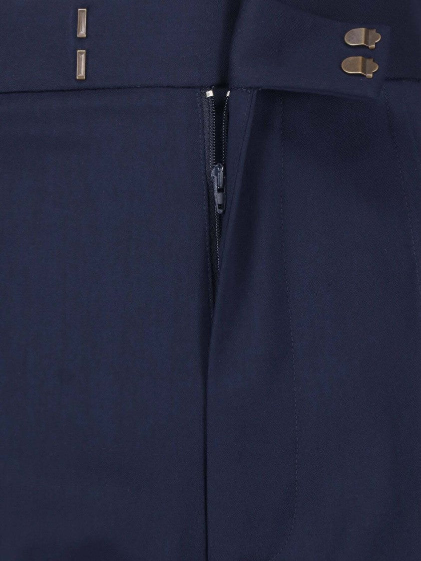 Vivienne Westwood Blue Front Pleats Virgin Wool Wide-Leg Trousers