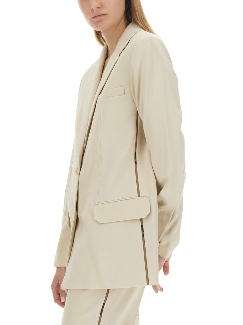 Helmut Lang Tailored Jacket With Notched Lapel And Distinctive Logo